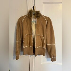 Tan Faux Fur Trim Jacket